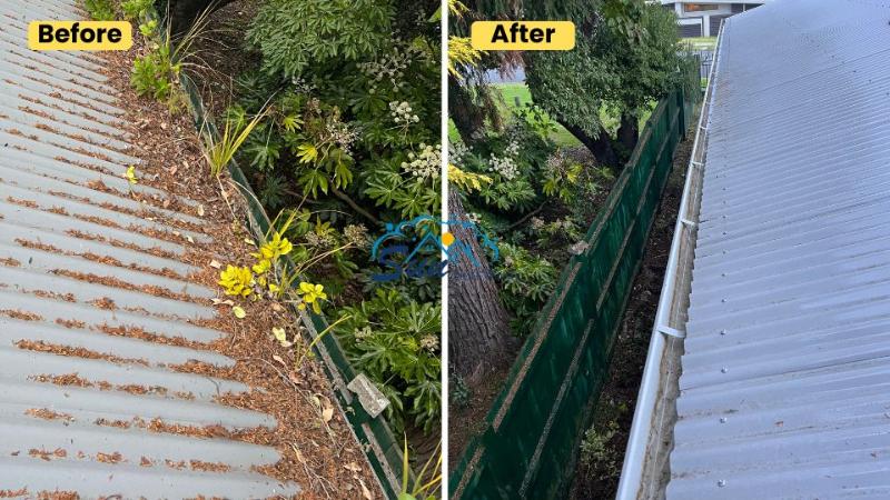 before after gutter cleaning hamilton