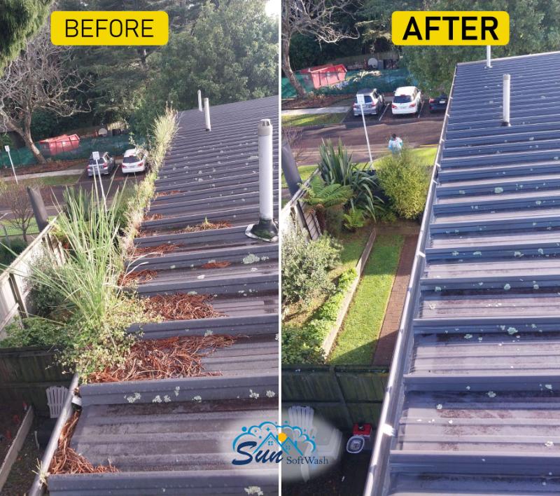 before after gutter cleaning tauranga