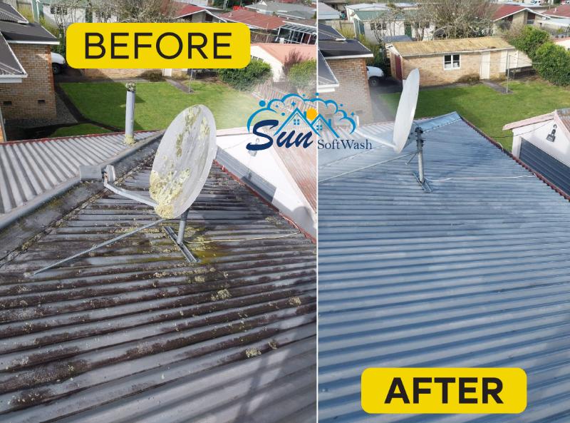 before after roof wash auckland