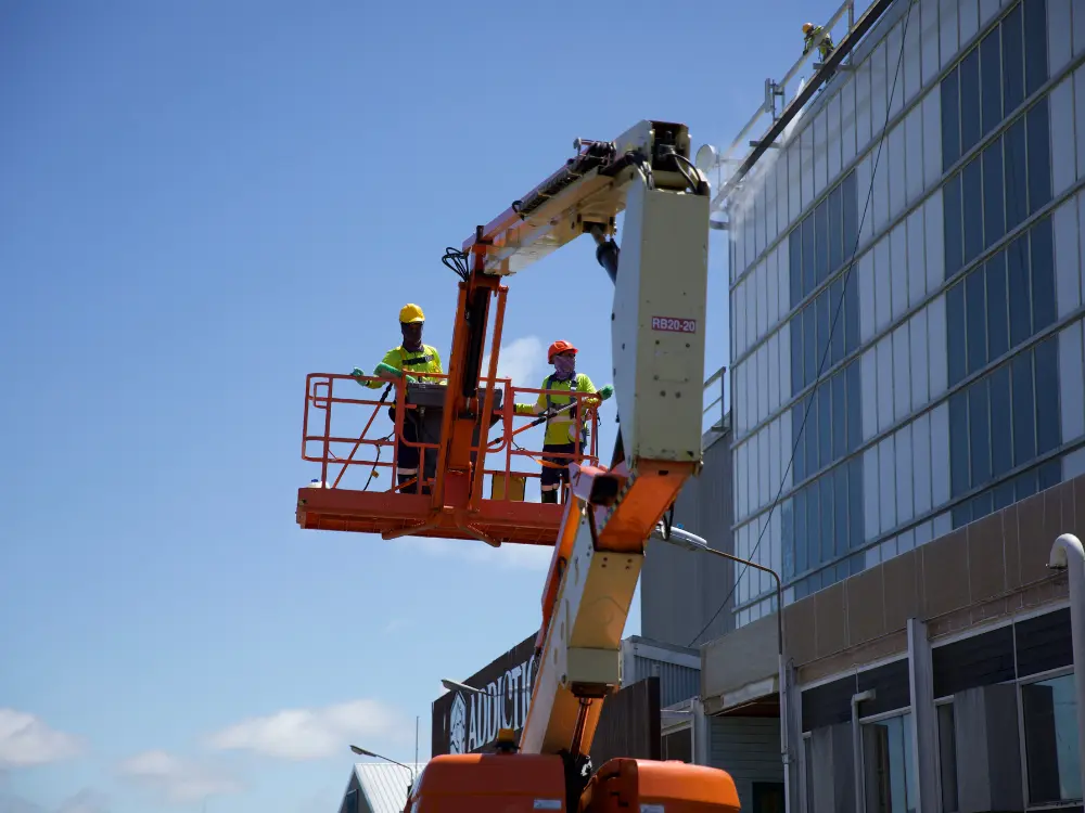 Professional exterior cleaning service for office building